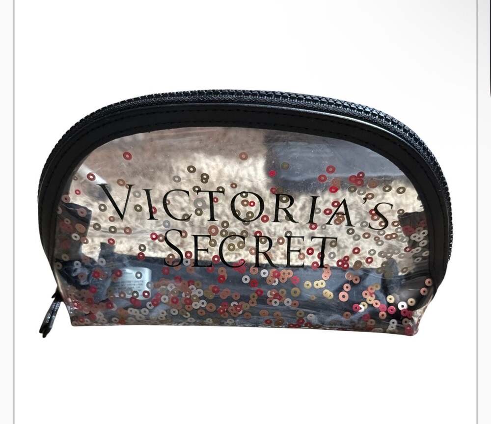 Victoria's Secret Clear Sparkle Confetti Cosmetics Makeup Bag